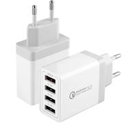 KALANKA-2 Pack 33W Chargeur USB Prise USB A Adaptateur, 4 Ports Multiprise Chargeur Universel QC3.0 Chargeur Rapide Secteur pour Samsung Galaxy S10 S9 S8 A13, iPhone, iPad, HTC, Huawei Google etc