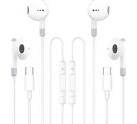 KALANKA-2 Pack Écouteurs USB C pour iPhone 17/16/15, Écouteurs Intra-Auriculaires Hi-FI Stéréo, Type C avec Microphone et Contrôle du Volume,pour Sam-sung Galaxy S25 S24 S23 S22 Ultra, Google Pixel,