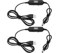KALANKA-2 Pack USB Cable Adjustable Voltage 5V to 1.5V 3V 4.5V 6V 7.5V 9V 12V 5.5X 2.1mm USB Power Cable Converter with LED Display for Toys Games LED Lamp