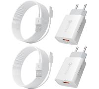 KALANKA-2 Pack USB Chargeur avec 2m USB C Cable Compatible avec Samsung S21 S20 S20 FE S10 S10e S9 S8 Plus A53 A52S A51 A50 A41 A40 A14 A13, Xiaomi, Huawei, Google, Quick Charge 3.0 + Type C Cable, B