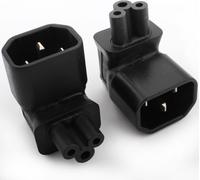 KALANKA-2 Pcs 90 degrés IEC 320 C14 mâle vers C5 Femelle 3 Broches Angle Droit Adaptateur connecteur Secteur(Noir)