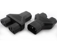 KALANKA-2 Pcs Connecteurs de Adaptateur Secteur de IEC 320 C14 Prise mâle vers Double C13 Y Splitter Prise Femelle 3 Broches pour Ordinateur, projecteur, imprimante, etc(Noir)