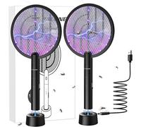 KALANKA-2 PCS Raquette Anti Moustiques 4000V Rechargeable UV Exterminator USB, Utilisée pour Tuer Atres Insectes Volants, Postuler à Intérieur et Extérieur- Noir