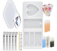 Kalanka-2 Pcs Rectangle Moulle Silicone Resine Epoxy De Pendentif Moules En Silicone Pour Résine Avec Boucles De Pendentif, Corde De Cire Noire Pour Pendentifs De Bricolage, Collier-Kalanka