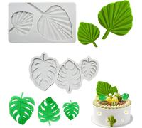 Kalanka-2 Pièces 3d Feuille Tropicales Moules Feuille En Silicone Feuille Fondant Moule Feuilles De Gâteau De Silicone Pour Bricolage Chocolat, Gelée, Gâteau, Mariage, Décoration De La Maison (Gris)-K