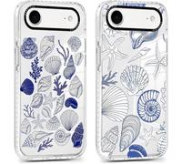 Kalanka-2 Pièces Coque Pour Ip 17 Air 6,7"", Transparente Étui Aesthetic Coquillage Motif Filles Femmes Case, Souple Silicone Mince Tpu Housse Antichoc Antirayures Cover Pour Ip 17 Air, Bleu