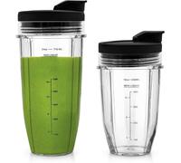 KALANKA-2 Pièces Cups Gobelets de Rechange pour Ninja Mixeur BN750EU BN495EU BN800EU CB350EU CB150EU CB100EU BN751 BN801 BL480, pour Ninja Blender Gobelet Smoothie Accessories (710ml & 530ml)