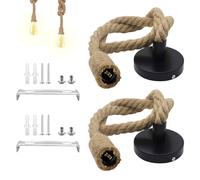 KALANKA-2 Pièces E27 Cable Suspension Luminaire Corde Rétro Lustre en Corde 220V 100CM de Chanvre Lampe Suspensions pour Bar Rope Cafe Stair Restaurant Studio (Ampoule N'est Pas Inclus)