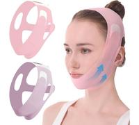 Kalanka-2 Pièces Gaine Visage Réutilisable Masque Double Menton Refroidissement Amélioré Gaine Double Menton Convient Pour Les Peaux Molles Du Visage Raffermissement Et Contouring (Violet Rose)