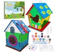 KALANKA-2 Pièces Maison D'Oiseau Bricolage Kit, Kit de Construction de Nichoir à Oiseaux pour Enfants à Construire et Peindre, Loisir Creatif Activités Manuelles pour 3+ ans Enfant Garçons Filles