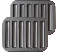 Kalanka-2 Pièces Moule À Financier, 6 Cavités Moule Barre De Céréales Antiadhésif Réutilisables, Moule Pour Financier Pour Pain Gâteaux Barres De Chocolat Puddings Et Biscuitsts(25.7 X 19.6 Cm)-Kalank