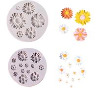 Kalanka-2 Pièces Moules De Tournesol Flower Resin Moule En Silicone Fleur Mini Fleur Roses Fleur De Marguerite Moules Pour Fondant Gâteau Chocolat Gelée Sucre Savon Diy Mold (Gris)-Kalanka