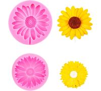 Kalanka-2 Pièces Moules De Tournesol Flower Resin Moule En Silicone Fleur Mini Fleur Roses Fleur De Marguerite Moules Pour Fondant Gâteau Chocolat Gelée Sucre Savon Diy Mold (Rose)-Kalanka