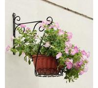 KALANKA-2 Pièces Supports Panier Suspendus Extérieur, Crochets Jardin Métal Noir, Crochets Clôture 25cm Longueur pour Paniers Suspendus pour Mangeoires À Oiseaux Planteurs Lanternes Carillos Éoliens