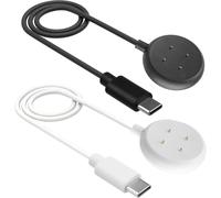 KALANKA-2 Pièces Type C 1M Câble de Chargeur Magnétique Compatible avec Google Pixel Watch 3/2 et Fitbit Ace LTE/Versa 4/3/Sense 2/Sense, Station de Charge Magnétique avec Câble USB-C, Noir & Blanc