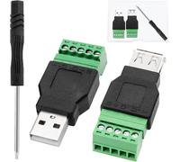 KALANKA-2 Pièces USB 2.0 A à Vis Mâle Femelle vers 5 Broches Femelles à Visser, Connecteur de Terminal USB Adaptateur de Terminal