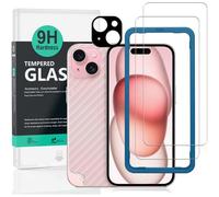 KALANKA-2 Pièces Verre Trempé pour Apple iPhone 15 5G 6,1"",9H Dureté Protection écran,avec 1 Pièce Protection Caméra,1 Pièce Film Arrière,Facile à Installer