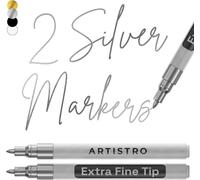 Kalanka-2 Stylos Peinture Acrylique Argent \U2013 Pointe Extra Fine 0,7 Mm \U2013 Pour Roche, Céramique, Bois, Verre, Plastique, Tissu \U2013 Idéal Pour Projets Artistiques, Loisirs Créatifs