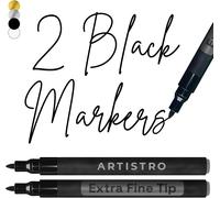 Kalanka-2 Stylos Peinture Acrylique Noir \U2013 Pointe Extra Fine 0,7 Mm \U2013 Pour Roche, Céramique, Bois, Verre, Plastique, Tissu \U2013 Idéal Pour Projets Artistiques, Loisirs Créatifs