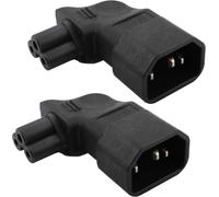 KALANKA-2 x Convertisseur de Connecteurs Adaptateur Secteur de 90 degrés IEC 320 C14 mâle vers C5 Femelle 10A 250V 3 Broches (Noir)