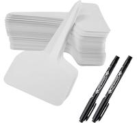 KALANKA-200 pièces Etiquettes Plantes, Etiquette Semis, 6 x 10 cm Type T Plastique Etiquette Potager avec Stylo étanche Etiquetage Réutilisable(Blanc 200pcs)