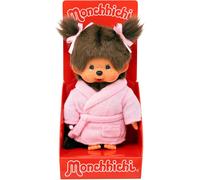 KALANKA-203802 - Monchhichi Fille Originale en Peignoir, Peluche d'environ 20 cm en Peluche Marron