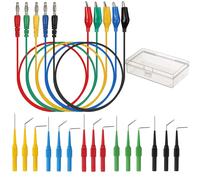 KALANKA-20pcs Fil de Test de Sonde Arrière avec 15pcs Broches de Sonde Arrière et 5pcs Fiche Banane à Pince Crocodile pour Test de Circuit de Diagnostic Multimètre(90 °, 135 °, droites)