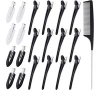 Kalanka-20pcs Pince Cheveux With Peigne À Queue, 12 Pince À Cheveux Crocodile & 8 Pinces Cheveux Sans Plis With Peigne Antistatique Professionnel Pour Femmes Filles Coiffure Et Maquillage