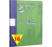 Kalanka-2196c Lot De 10 Cahiers De Brouillon Agrafés Verts (Une Marque De Clairefontaine) - 17x22 Cm - 96 Pages Grands Carreaux - Papier 56 G 100% Recyclé - Couverture Carte Offset