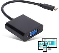 KALANKA-23cm/9,1po Convertisseur Type-C vers VGA, Adaptateur USB C vers VGA Convertisseur Type C vers VGA câble Adaptateur vidéo USB 3.1 HD 1080P 10Gbps 15 Broches Femelle Brancher et Utiliser