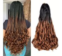 Kalanka-24 Inch French Curls Braiding Hair 8 Packs Spanish Curly Braids Pre Stretched Loose Wave Soft French Curl Synthetic Braiding Hair Extensions For Women (B29, 24 Inch (Pack Of 8))