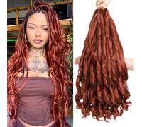 Kalanka-24 Inch French Curls Braiding Hair 8 Packs Spanish Curly Braids Pre Stretched Loose Wave Soft French Curl Synthetic Braiding Hair Extensions For Women (350#, 24 Inch (Pack Of 8))