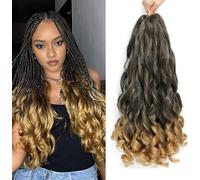 Kalanka-24 Inch French Curls Braiding Hair 8 Packs Spanish Curly Braids Pre Stretched Loose Wave Soft French Curl Synthetic Braiding Hair Extensions For Women (1b/27, 24 Inch (Pack Of 8))