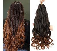 Kalanka-24 Inch French Curls Braiding Hair 8 Packs Spanish Curly Braids Pre Stretched Loose Wave Soft French Curl Synthetic Braiding Hair Extensions For Women (1b/30, 24 Inch (Pack Of 8))