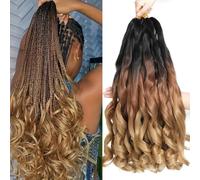 Kalanka-24 Inch French Curls Braiding Hair 8 Packs Spanish Curly Braids Pre Stretched Loose Wave Soft French Curl Synthetic Braiding Hair Extensions For Women (1b/30/27, 24 Inch (Pack Of 8))