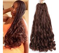 Kalanka-24 Inch French Curls Braiding Hair 8 Packs Spanish Curly Braids Pre Stretched Loose Wave Soft French Curl Synthetic Braiding Hair Extensions For Women (33#, 24 Inch (Pack Of 8))