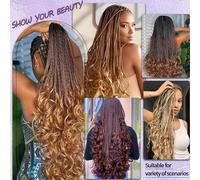 Kalanka-24 Inch French Curls Braiding Hair 8 Packs Spanish Curly Braids Pre Stretched Loose Wave Soft French Curl Synthetic Braiding Hair Extensions For Women (1b/Bug, 24 Inch (Pack Of 8))