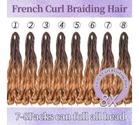 Kalanka-24 Inch French Curls Braiding Hair 8 Packs Spanish Curly Braids Pre Stretched Loose Wave Soft French Curl Synthetic Braiding Hair Extensions For Women (Ot4/30, 24 Inch (Pack Of 8))