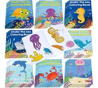 KALANKA-24 Pcs Livres de Coloriage Animaux de l'Océan Poisson Sirène Mini Livres à Colorier en Vrac Cahiers d'Activités à Colorier Under The Sea Album de Dessins pour Enfants (Animaux d'Océan)