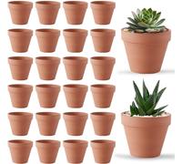 KALANKA-24 Pcs Pots de Fleurs en Terre Cuite, 3,5 x 3 cm Petite Terre Cuite Pots, Mini Terracotta Pot avec Trou de Vidange, Petit Pot de Fleur, Pots de Fleurs Peinture Graffiti pour Intérieur Extérie