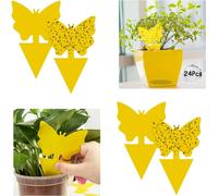 KALANKA-24pcs Plug-in Pièges à Insectes Pièges Engluées Autocollants Colle Double,Contre Les pucerons moustiques,Les Mouches des Feuilles,idéal pour Jardin Plante Fleur Fruits