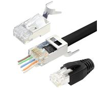 KALANKA-(2ème génération Connecteur RJ45 Cat7 Cat6A Fiche Réseau Pass Through RJ45 pour Câble de Pose Blindé avec Guide du Fil et Protection Anti-torsion Lot de 10