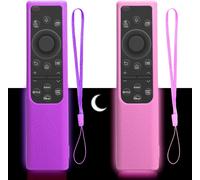 KALANKA-2er Set Silikon Schutzhülle für Samsung Fernbedienung BN59-01357/BN59-01385/BN59-01388A/01388H/01388L/BN59-01393C rutschfeste Fernbedienungshülle mit Nachtleuchtfunktion (Rosa+Lila)