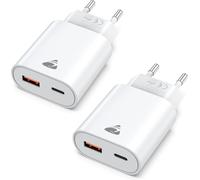 KALANKA-2Pack Chargeur USB C, 20W Prise USBC Adaptateur Secteur Type C PD+QC Double Mural Prise Bloc Type C Chargeur Rapide pour iPhone 16 15 14 13 12 11 Pro Max XS XR X 8 7 6 SE iPad,Samsung Galaxy,