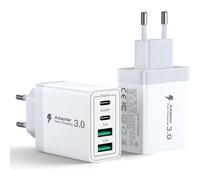 KALANKA-2Pack Chargeur USB C 40W Rapide Multiple Prise USB C pour iPhone 16 15 14 13 12 11 Pro Max XS XR SE 8 7 6S Plus Mini, iPad, Samsung Galaxy - 4-Port Adaptateur Secteur Type C
