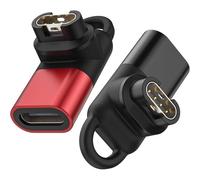 KALANKA-2Pack USB C Adaptateur de Chargeur Garmin Watch, 90° Connecteur Câble Type C pour Fenix 8 7 6 5 E, Forerunner 970 570 965 265 165 55, Instinct 3 2 1, Vivoactive 6 5, Venu 4 3 2, Noir+Rouge