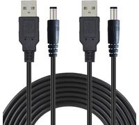 KALANKA-2pcs 2m USB A Male to DC Cable 5.5mm x 2.1mm 5V Barrel Jack Power Adapter for Routers Splitter Speaker Hard Drive Laptop - Black