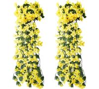 Kalanka-2pcs 70cm Glycine Artificielle Fleurs Artificielles Deco Romantique Glycine Artificiel Wisteria Fleur Faux Wisteria Vigne Guirlande Suspendue Pour Maison Mariage Garden Party Decor Balcon