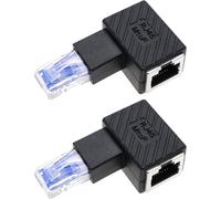 KALANKA-2pcs Adaptateur Ethernet 90 Degrés RJ45 Mâle à Femelle Connecteur Coudé Compatible avec Cat5e / Cat6 Normes Câble, Angle Droit