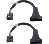 KALANKA-2pcs USB 3.0 Cable Adapters 20 Pin Male to 9 Pin Female Compatible with Motherboard Devices USB 2.0 Copper PVC USB Cables 15cm